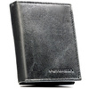 Pionowy, czarny portfel męski ze skóry naturalnej wyposażony w system RFID - Peterson
