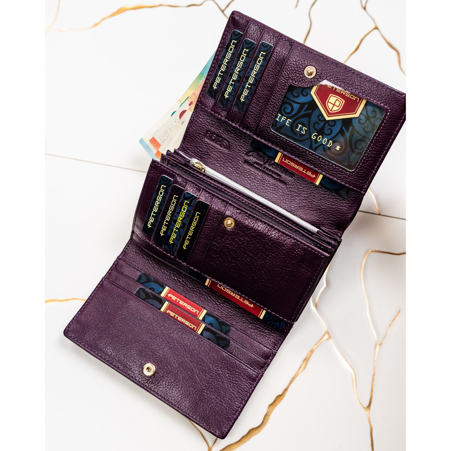 Leather and leatherette wallet RFID PETERSON PTN PS112-HNL