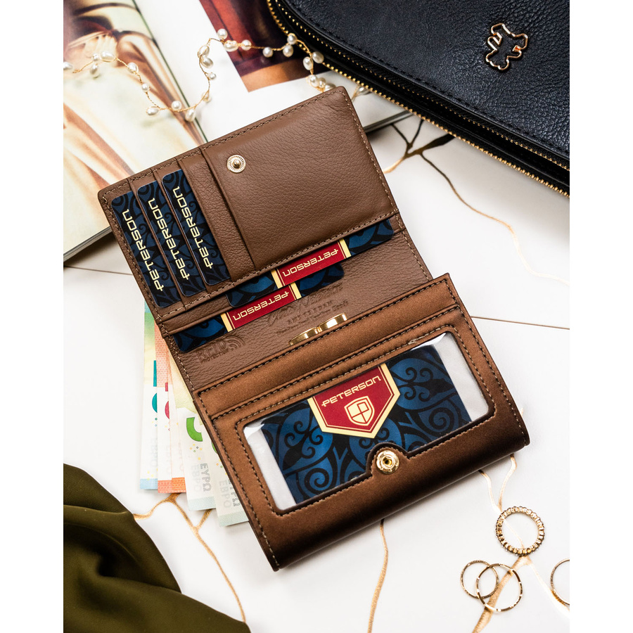 Leather and leatherette wallet RFID PETERSON PTN PS445-HNL