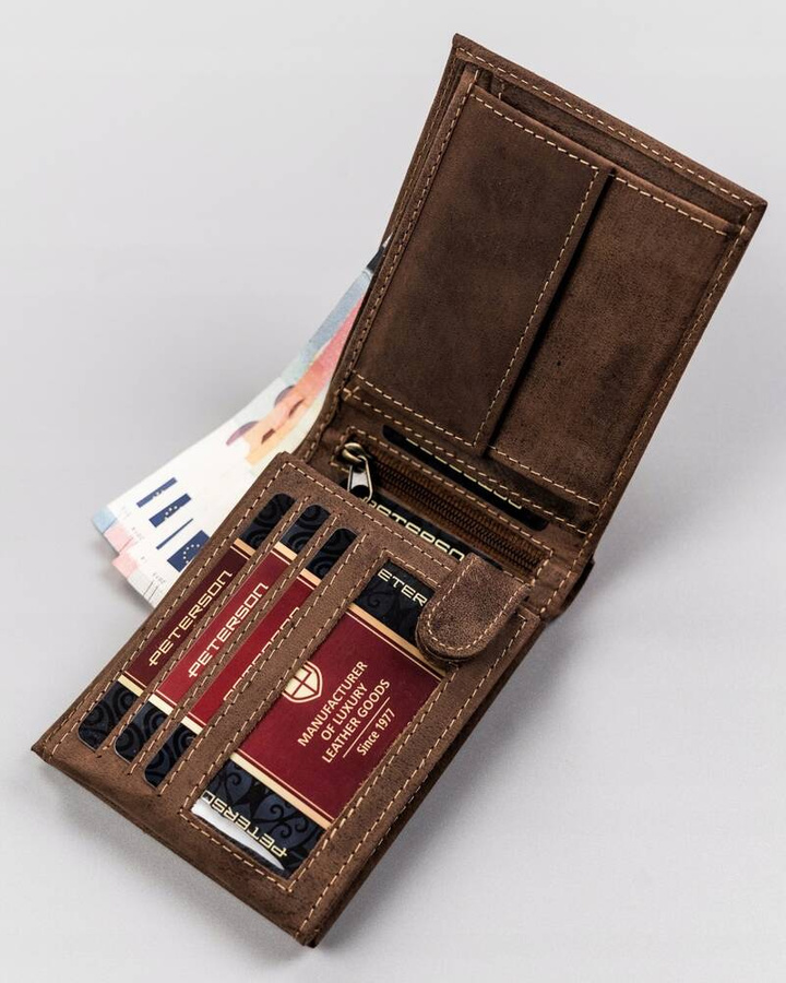 Leather wallet RFID PETERSON PTN 304 2-1-4