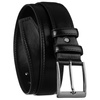 Czarny pasek męski ze skóry ekologicznej ze srebrną, klasyczną klamrą