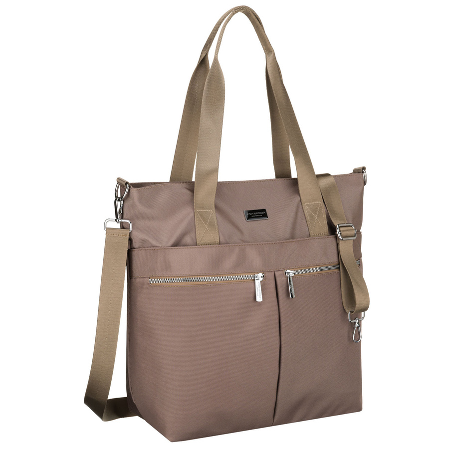 Dámska béžová shopper taška s jednou komorou a zapínaním na zips