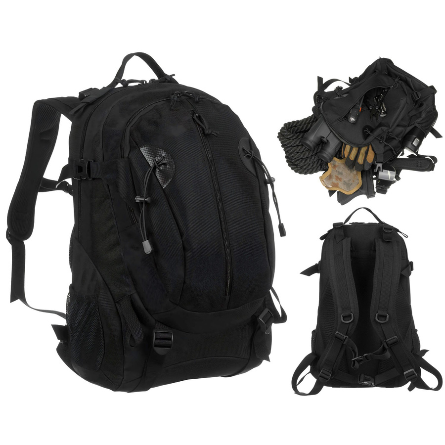 Czarny, wojskowy plecak militarny wyposażony w pasy kompresyjne - Peterson