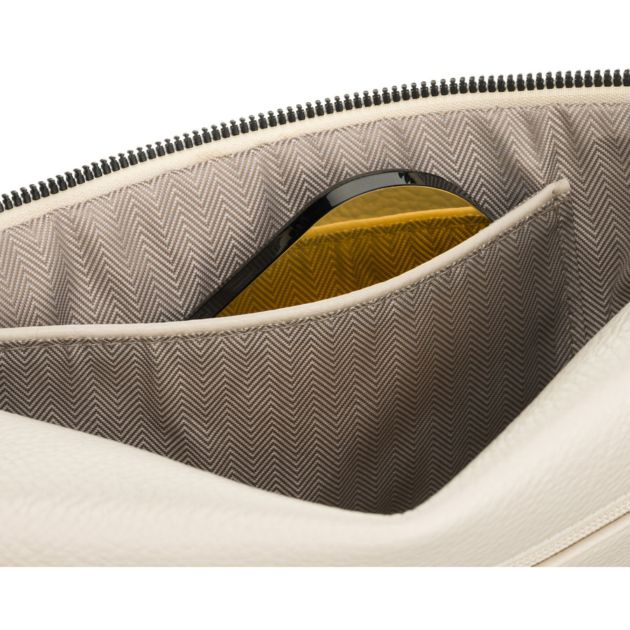 Jasnobeżowa nerka damska ze skóry ekologicznej zamykana suwakiem - Peterson