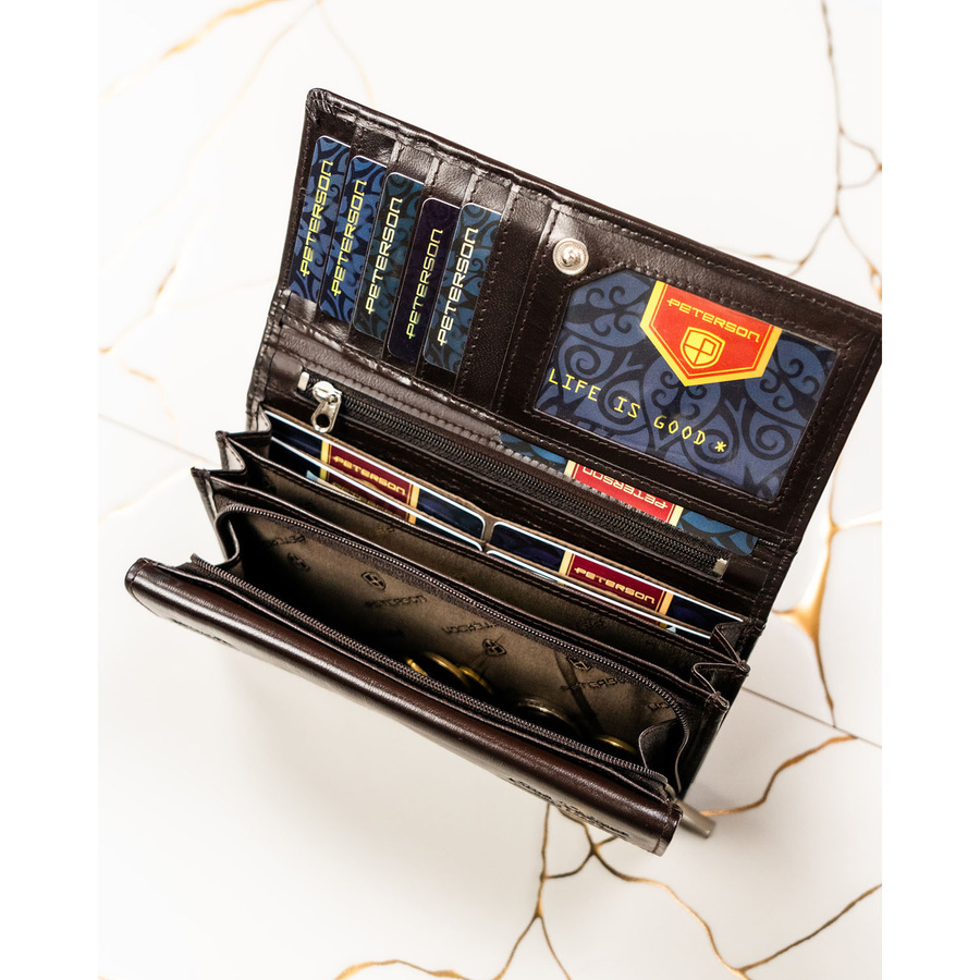 Leather wallet RFID PETERSON PTN RD-12-NGV