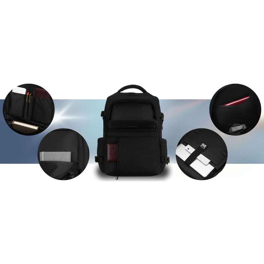 Plecak podróżny z poliestru w czarnym kolorze z miejscem na laptopa - Peterson