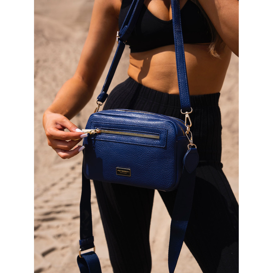 Granatowa miejska listonoszka damska z dwoma paskami na ramię Peterson