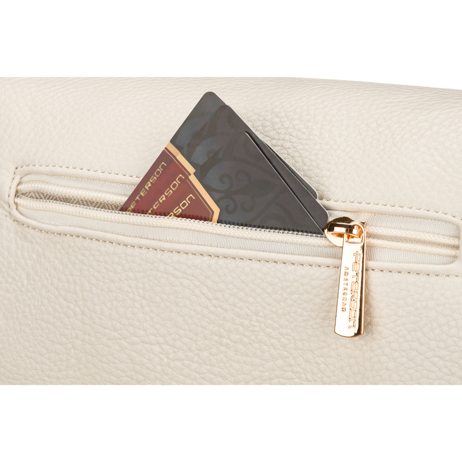 Jasnobeżowa nerka damska ze skóry ekologicznej zamykana suwakiem - Peterson