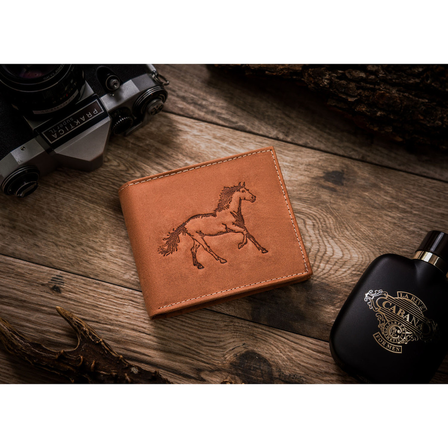 Leather wallet RFID ALWAYS WILD N992-CHM-HORSE-BL CO