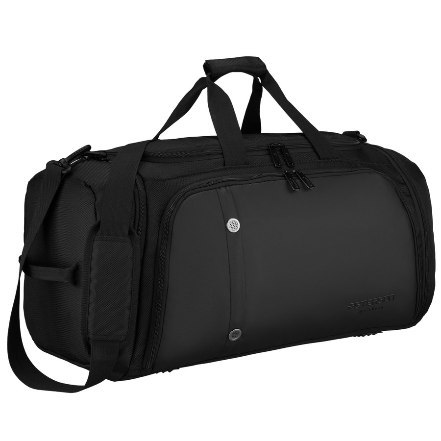 Čierna športová tréningová taška Peterson z polyesteru s priehradkou na topánky