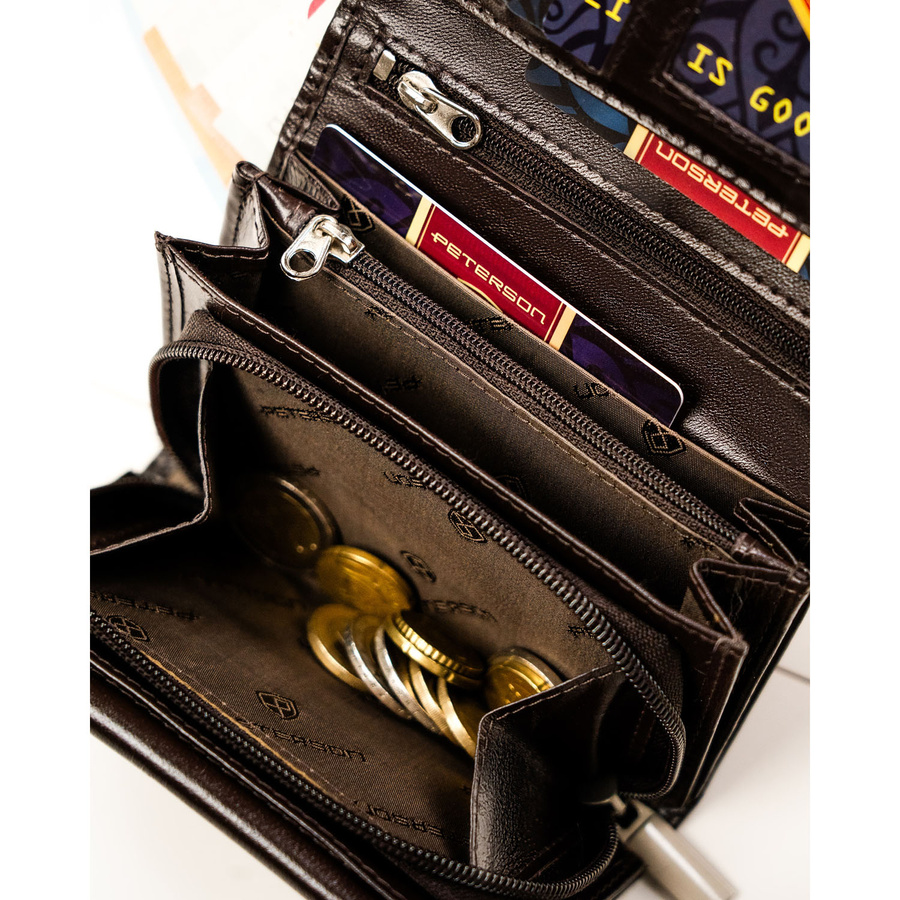 Leather wallet RFID PETERSON PTN RD-02-NGV
