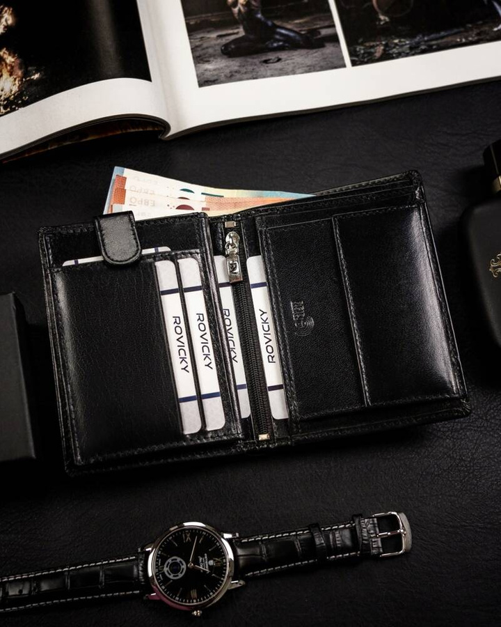 Leather wallet RFID ROVICKY RV-75699-BCA