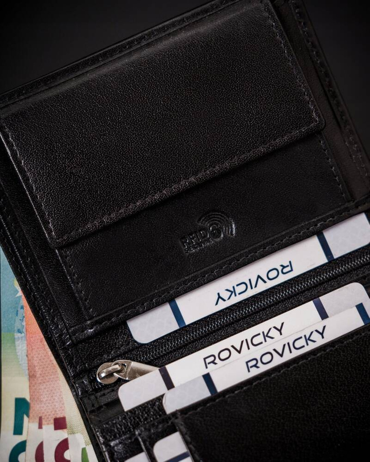 Leather wallet RFID ROVICKY RV-7680056-9-BCA