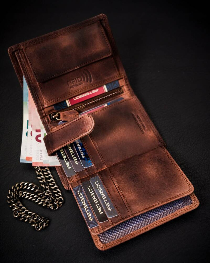 Leather wallet RFID PETERSON PTN N4C-VIN-S