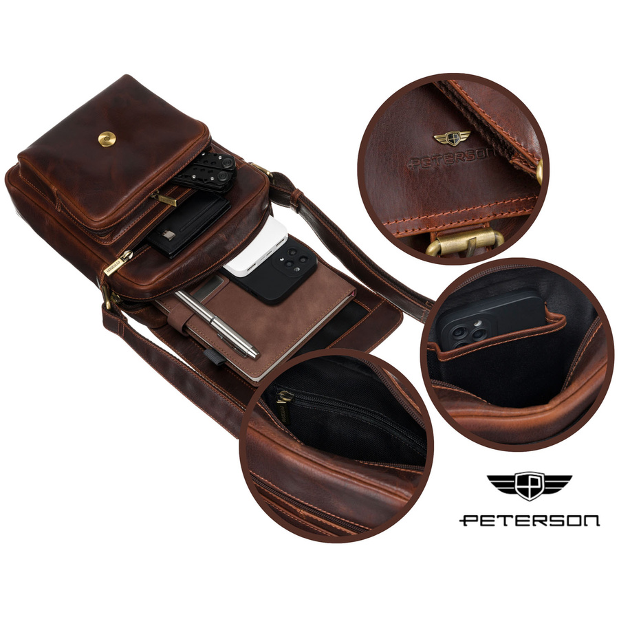 Leather bag PETERSON PTN TB-012-WAX