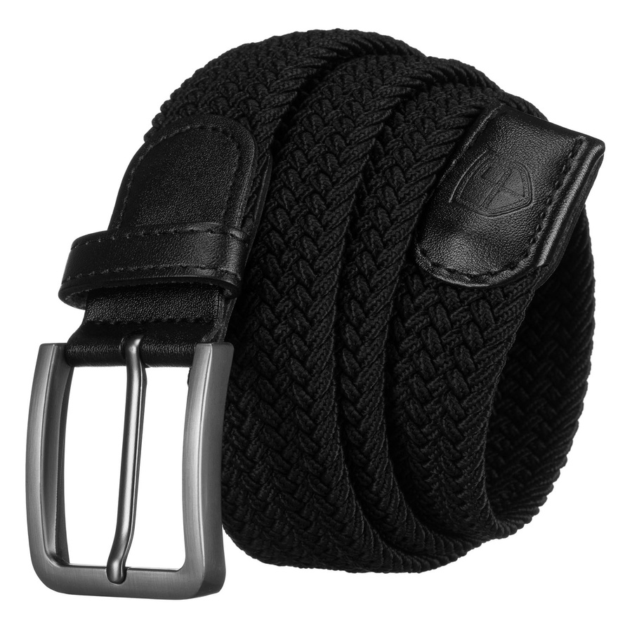 Klasický čierny pánsky opasok z popruhu s kovovou prackou – Peterson