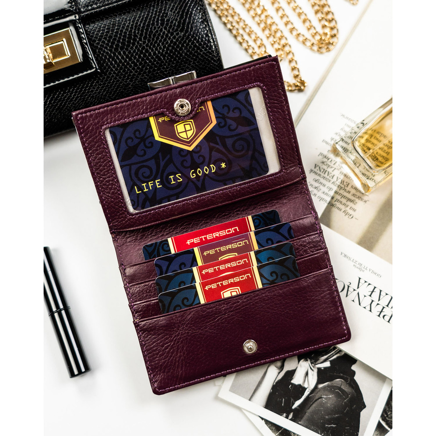 Leather and leatherette wallet RFID PETERSON PTN PS15-09-FDS