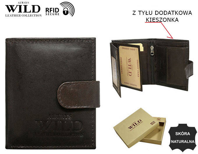 Leather wallet RFID ALWAYS WILD N0036L-P-SCR