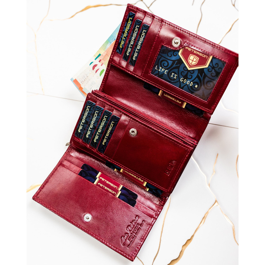 Leather wallet RFID PETERSON PTN RD-22-NGV
