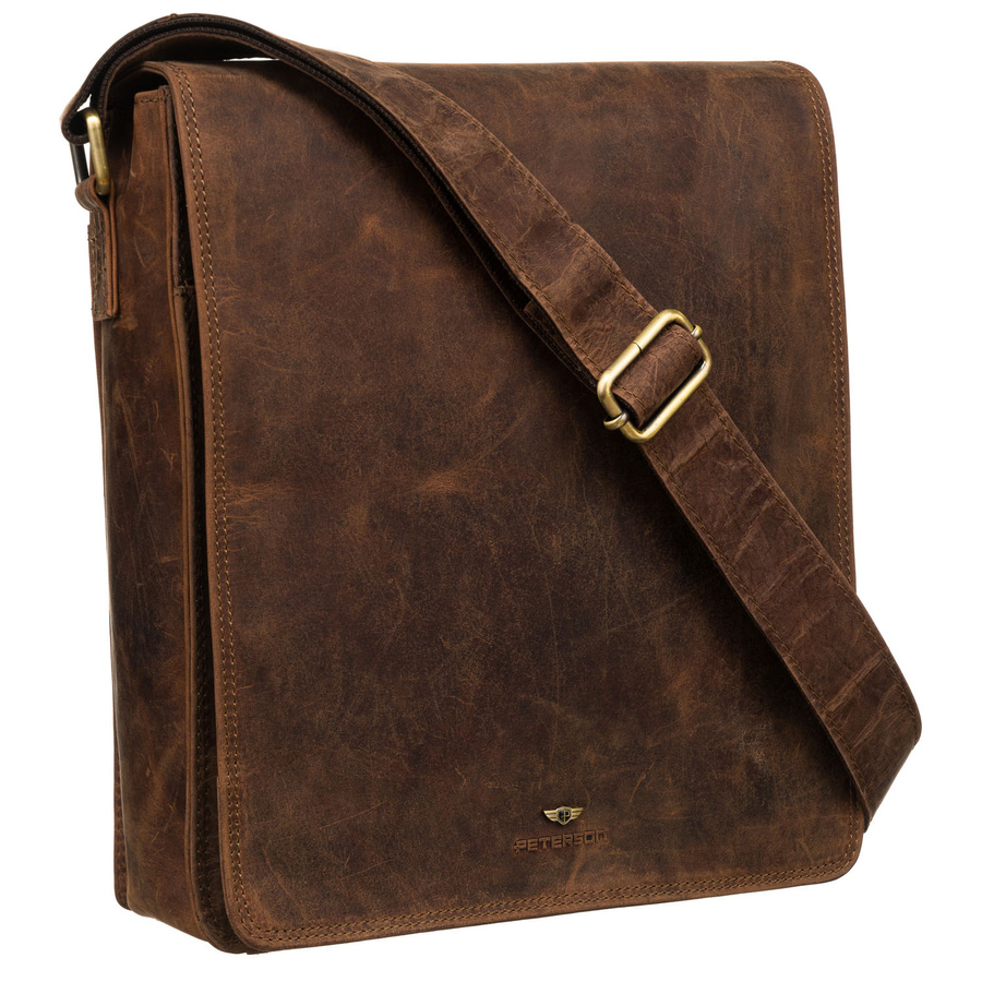 Veľká pánska taška z prírodnej kože s chlopňou - Peterson