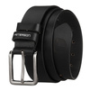Skórzany, czarny pasek męski z tradycyjną klamrą - Peterson