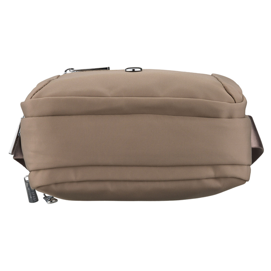 Listonoszka damska z poliestru w ciemnobeżowym kolorze, dwukomorowa - Peterson