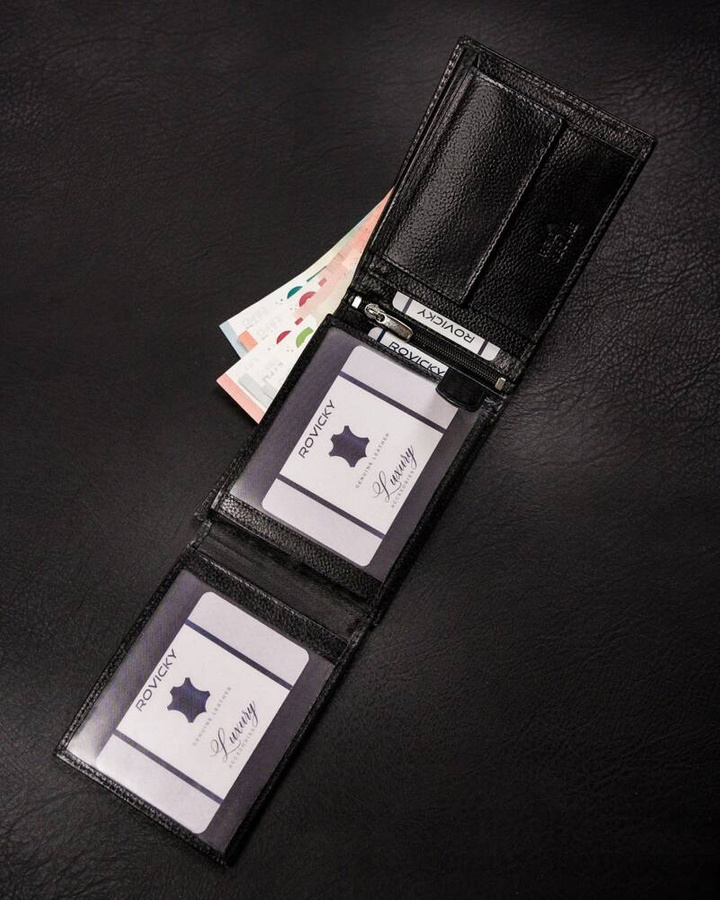 Leather wallet RFID ROVICKY N992-RPVT-BL