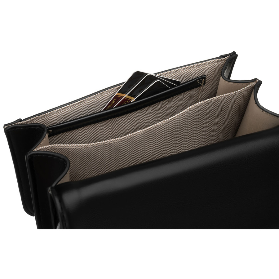 Czarna listonoszka damska z tworzywa sztucznego, zawieszona na regulowanym pasku - Peterson