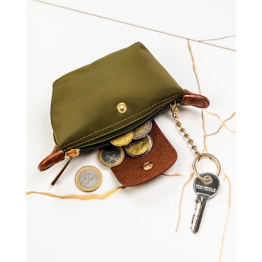 Etui na klucze z poliestru i skóry ekologicznej w kolorze khaki - Peterson