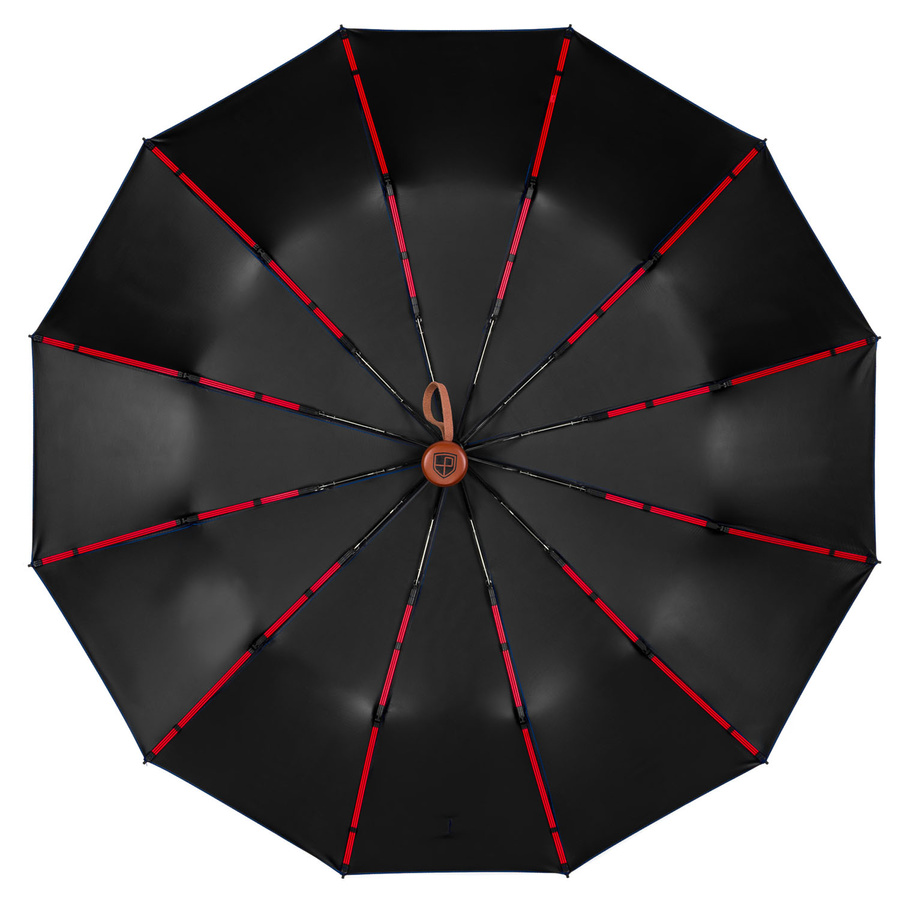 Niebieski, duży, elegancki i składany parasol w pokrowcu - Peterson