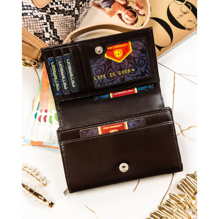Leather wallet RFID PETERSON PTN RD-22-NGV