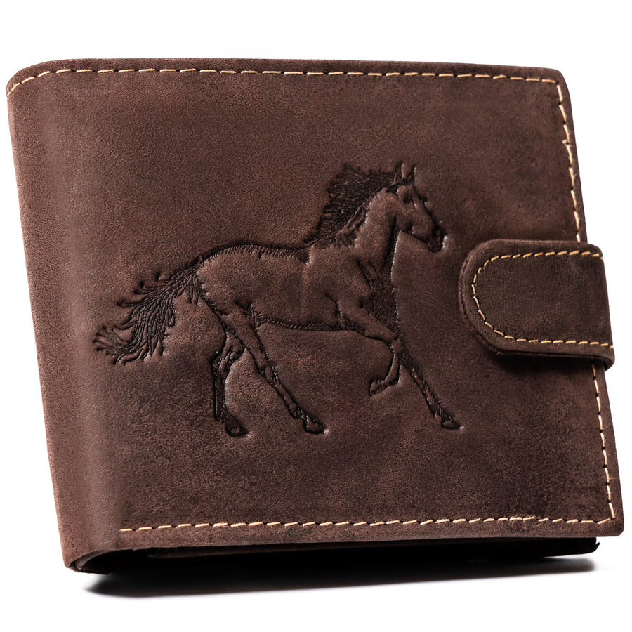 Leather wallet RFID N992L-CHM-HORSE-BL