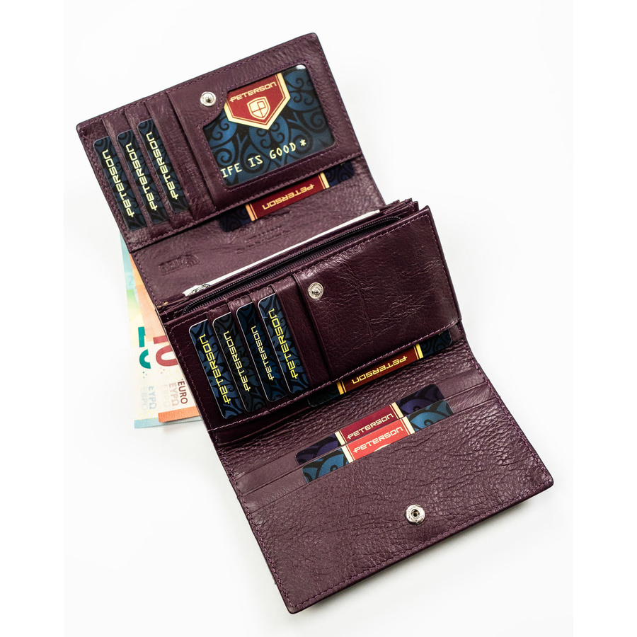 Leather and leatherette wallet RFID PETERSON PTN PS112-FDS